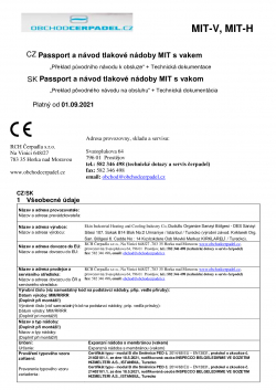 Passport a návod k použití tlakových nádob MIT s vakem RCH Cerpadla