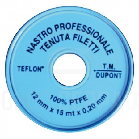 Teflonová páska plyn 12 mm x 0,2 mm x 15 m 100% P.T.F.E. DuPont nejvyšší kvalita